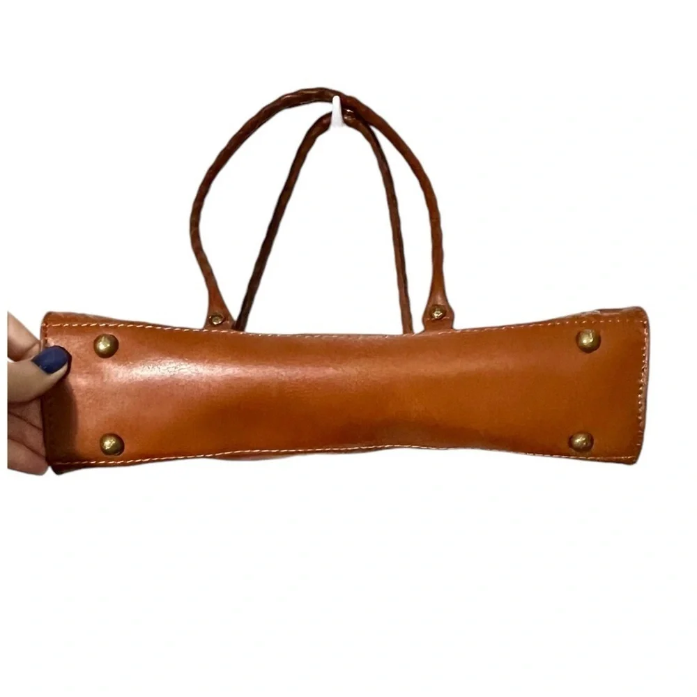 Patricia Nash Calvi Tooled Leather Satchel Tan